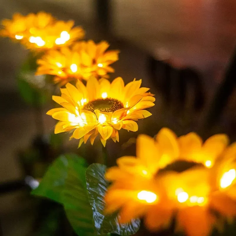 Solar lights, solar led lights, lawn lamp, garden lighting 3/1Head LED Solar Simulation Sunflower Lights Garden Yard Lawn Night Lights Landscape Lamp Home Decoration Flower Light