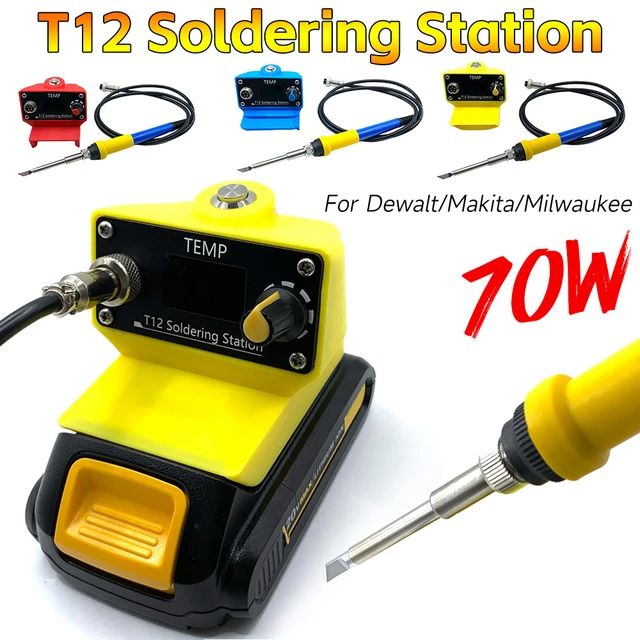 Station de fer à souder sans fil pour Dewalt, écran OLED numérique, soudure  électrique pour Makita, Milwaukee, Bosch, batterie 18 V, 20V, 70W, T12 -  AliExpress