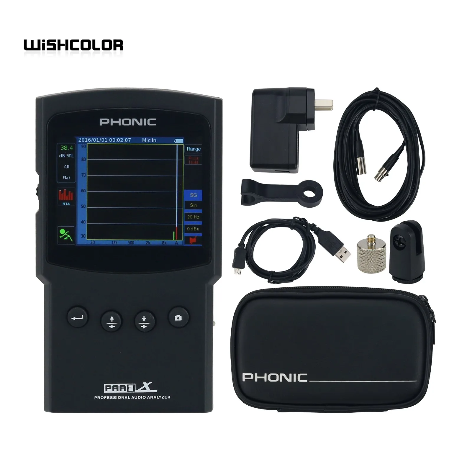 Hamgeek PHONIC PAA3X 고정밀 휴대용 오디오 스펙트럼 분석기, 스크린샷 지원, 밸런스드 XLR 입출력