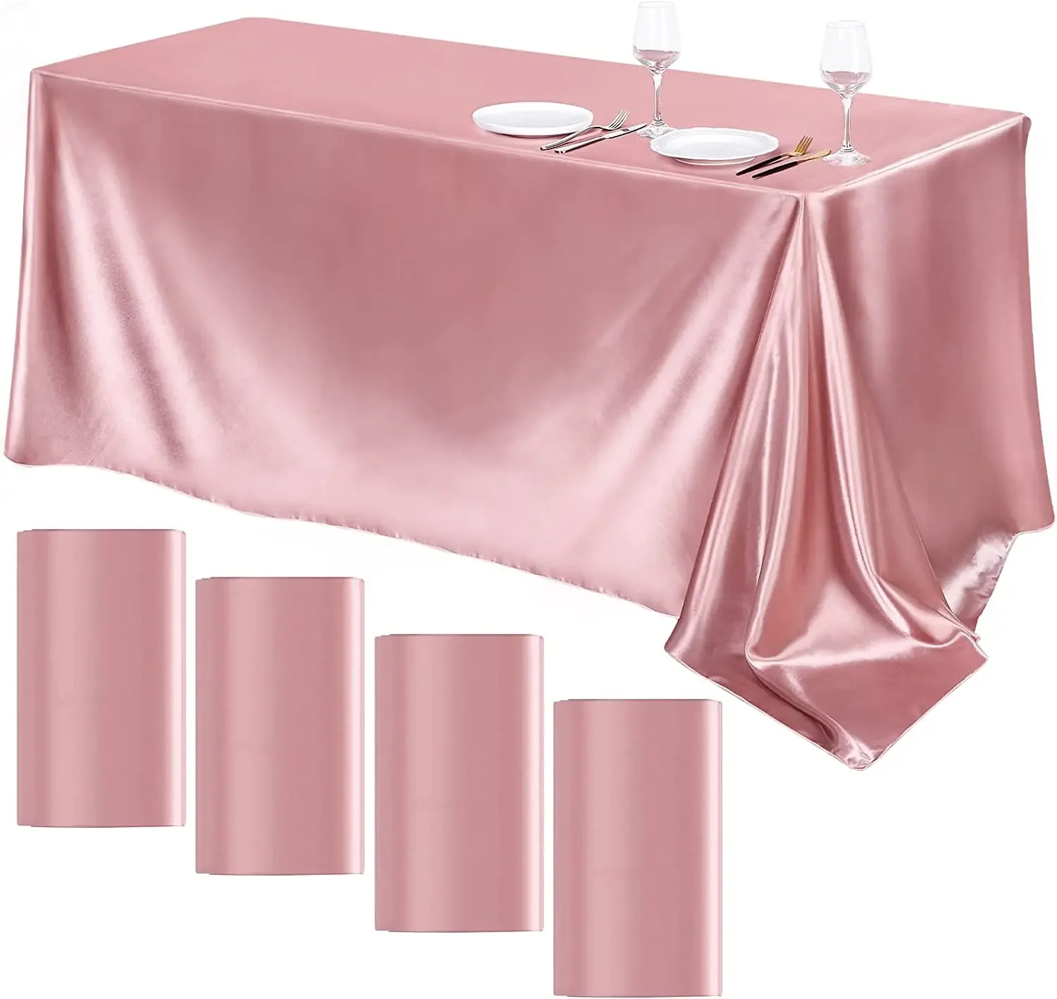 Rectangular Tablecloth Wedding Satin 145x260CM Bright Smooth Silk For Wedding Banquet Anniversary Dining Table Decor