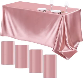 Nappe rectangulaire en Satin pour mariage, 145x260CM, couverture de Table en soie lisse et brillante pour Banquet de mariage, décor de Table à manger d'anniversaire 1