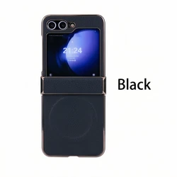 Magsafe Slim Shockproof Leather Case with Hinge Cover - Samsung Galaxy Z Flip 5 (Black)