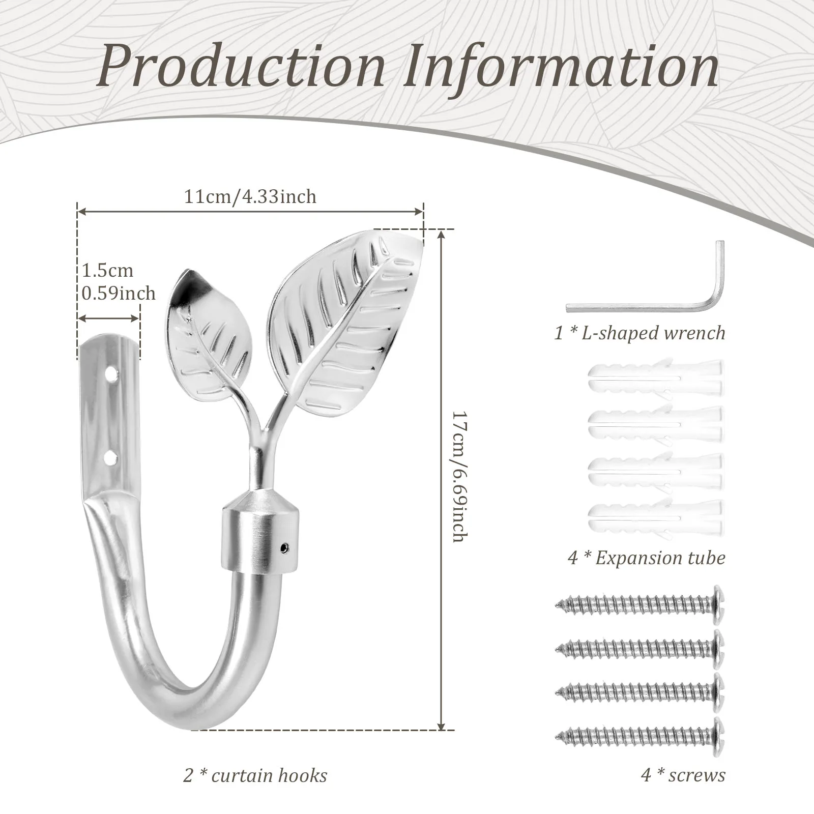 2 Pcs Curtain Holders Wall Mounted Curtain Tiebacks with Screws Decor Curtain Side Hooks for Living Room Bedroom Home Decoration