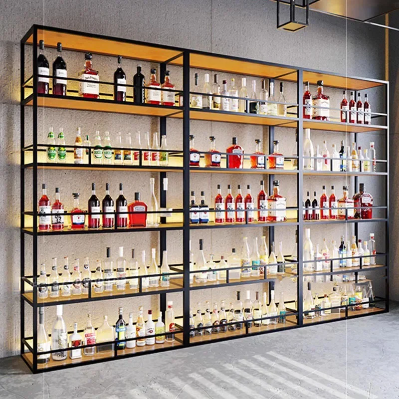 Metal Commercial Wine Cabinets Display Liquor Whisky Mobile Wine Cabinets Corner Bottle Modern Mueble Para Vino Bar Furniture