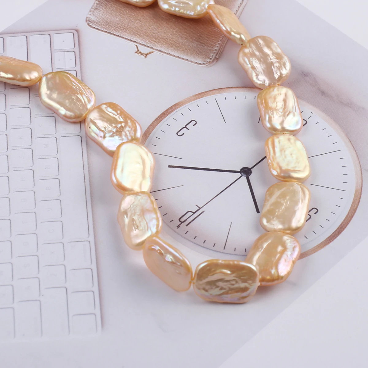 Natural Pearl Orange Rectangle Exquisite Shape Elegant Appearance for DIY Jewelry Making Handmade Bracelet Necklace Length 36cm