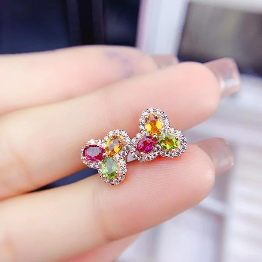 50 Off 女性用925スターリングシルバーパールイヤリング ナチュラルパールジュエリー カラフルなトルマリンフラワーイヤリング ファインシルバー ウェディングジュエリー 安い購入 Dhis Pnlp Sn