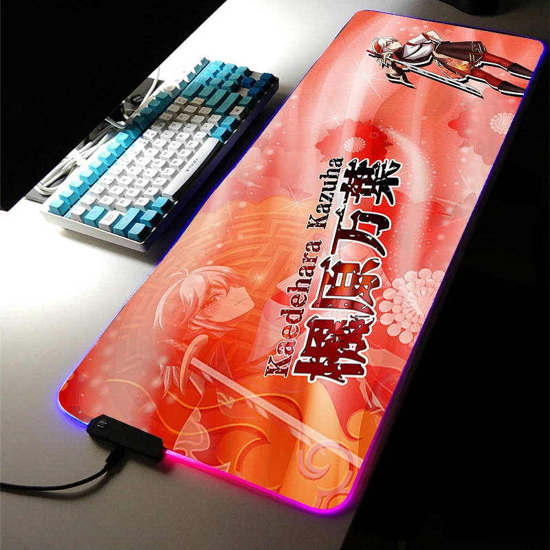 

Genshin Impact Sexy Girl RGB LED Light Gaming Accessories Led Baal Shogun Large MousePad Anime Keyboard DeskMat Game LOL Carpet