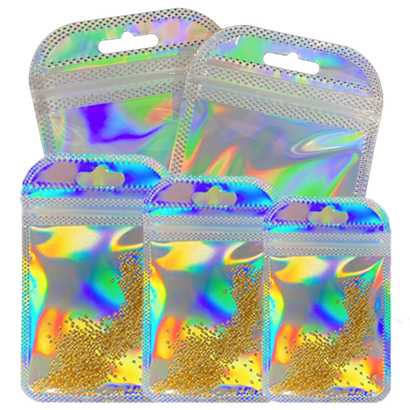 

Laser Color Self Sealing Bags Jewelry Display Packaging Storage Bag OPP desktop drawer Organizer Resealable Package Pouches Bags
