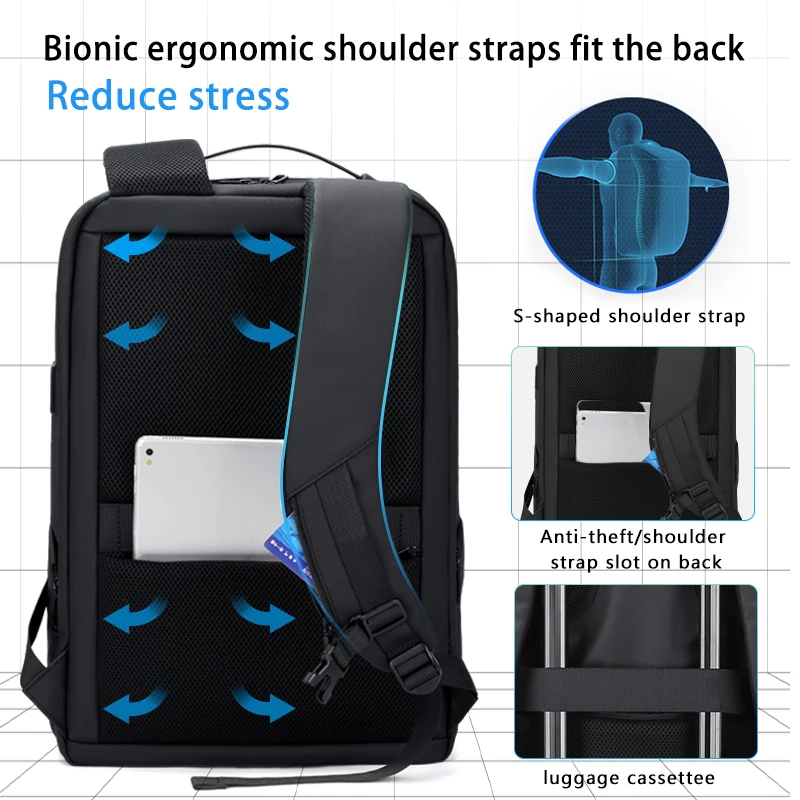 FENRUIEN 2022 Summer New Light Outdoor Travel Bag Multi-compartment Large-capacity Charging Waterproof 15.6-inch Laptop Bag 2