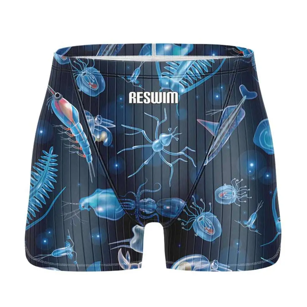 New Men's Funny Swim Jammer Swimsuit Athletic Training Short Bathing Suit Swimming Beach Tights Shorts Summer Surf Diving Trunks