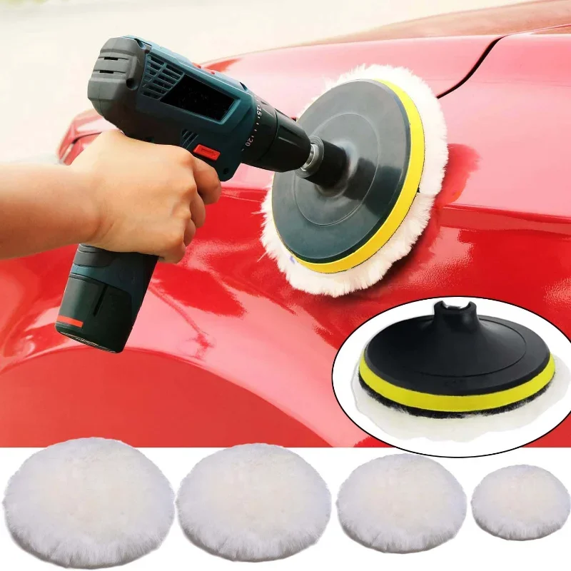 5 Sizes Wool Polishing Disc Pad for Car Paint Care Polisher Pads Waxing Polishing Buffing Wool Pad 75-180mm Auto Accessories 2