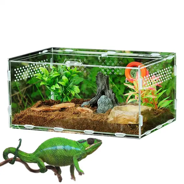 爬虫類 両生類 昆虫　プラスチック飼育ケージ　30×20×15cm 4個セット 爬虫類 両生類 飼育ケージ 前開き 30×20×20 爬虫類ケージ GEX