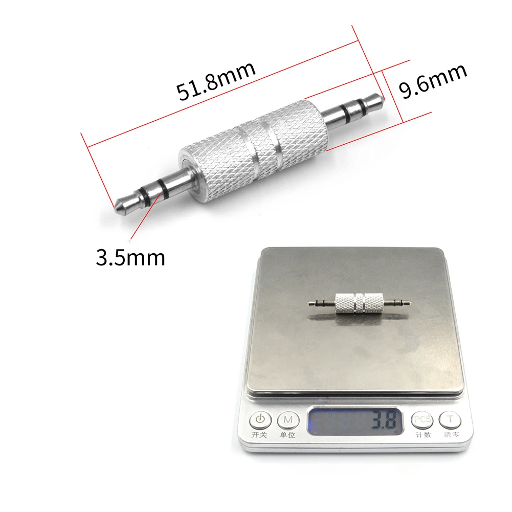 

1X Metal 3.5mm Male-To-Male Stereo Audio Adapter Headphone Connector Jack Plug Bluetooth Car Audio Adapter Plugs AUX Audio Head