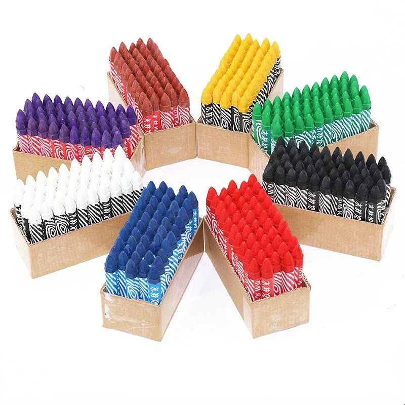 50pcs Woodworking Big Head Crayon Multi-functional Non-dirty Hand Multi-color Writing Mark Stone Wall Pen Art Stationery colored crayons