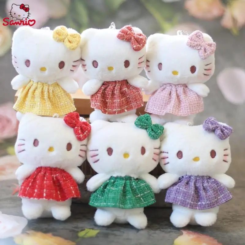 

Cartoon Sanrio Plush Toys Hello Kitty Kawaii Cute Couple Backpack Pendant Car Keychain Student Schoolbag Charm Children Gift Toy