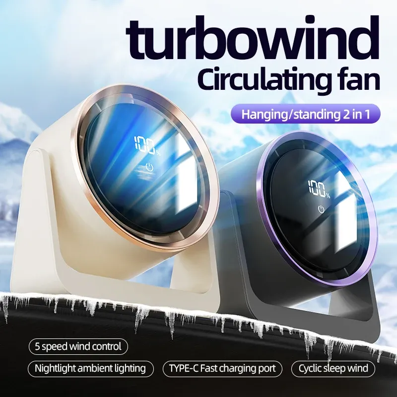 Wireless Wall Fan Portable Air Circulator Fan Rechargeable Wall Mounted Toilet Fan 2000mAh Silent Cordless Desk Air Circulator