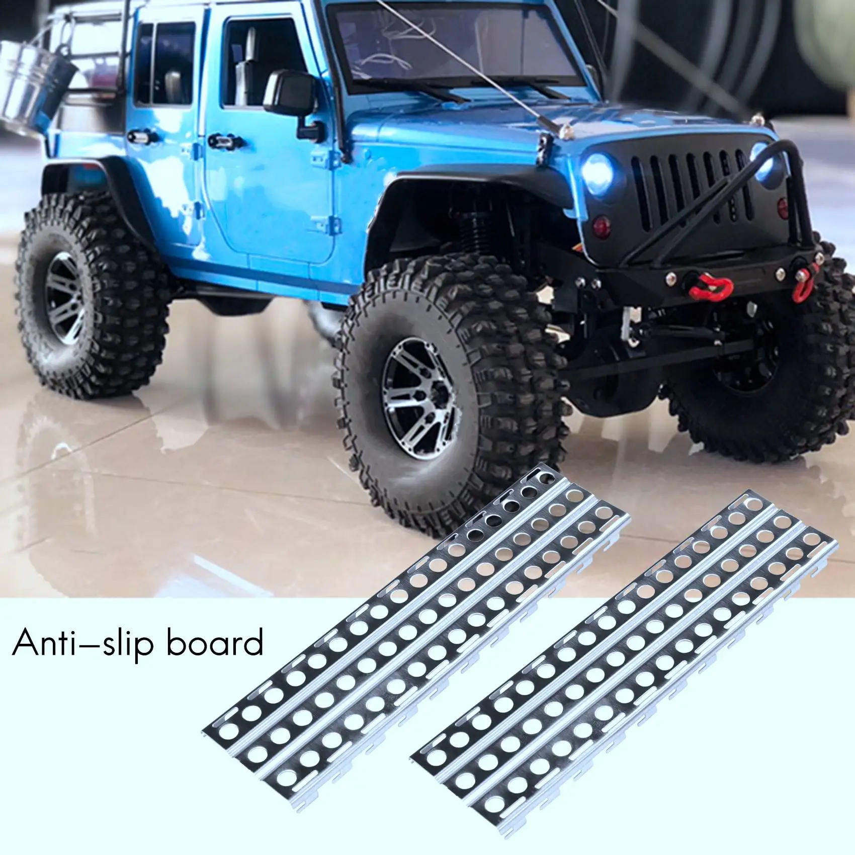 AEF1-2Pcs 축방향 SCX10 TRX-4 D90 1/10 RC 크롤러 자동차용 스테인레스 스틸 모래 사다리 보드