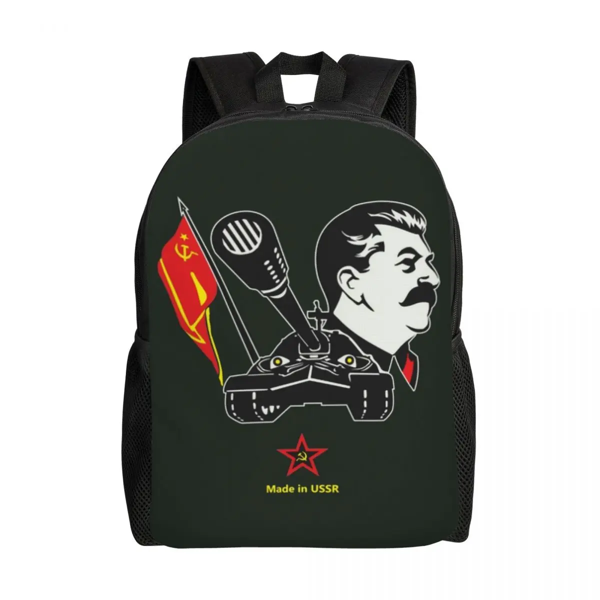 

Soviet Heavy Tank And Joseph Stalin Backpacks CCCP Russia Communist College School Travel Bags Bookbag Fits 15 Inch Laptop