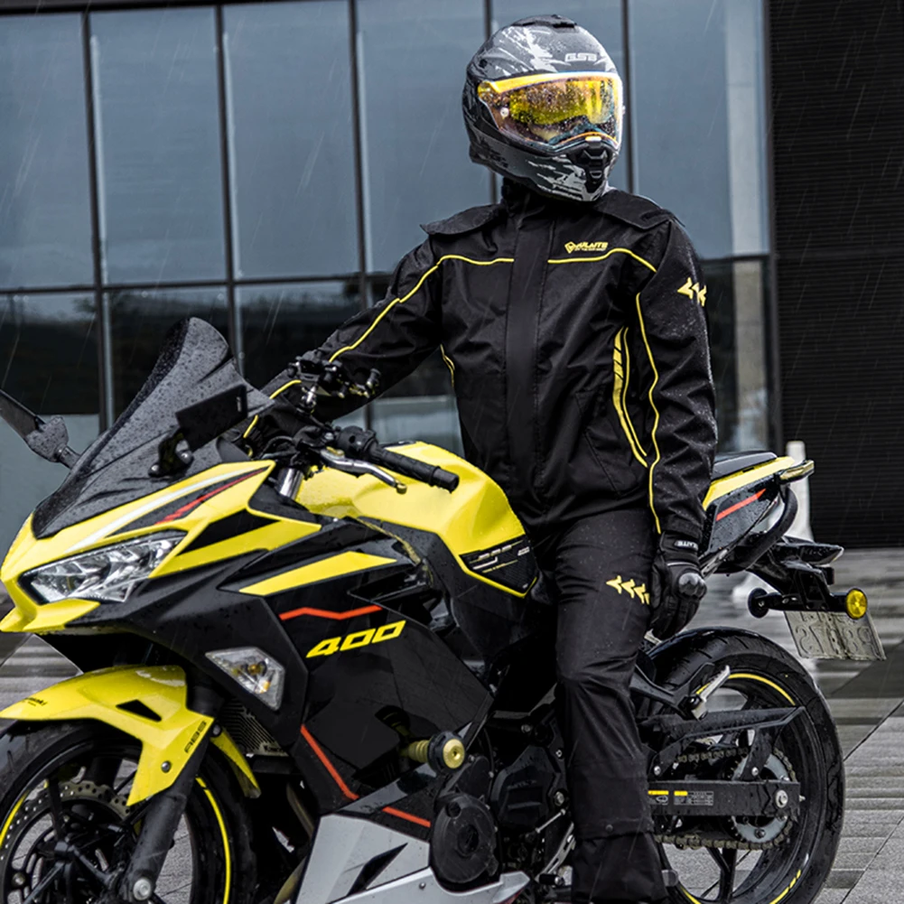 

SULAITE Motorcycle Raincoat Waterproof Motorcycle Raincoat Suit Reflective Strip Raincoat+Rain Pants Women Men Outdoor Equipment