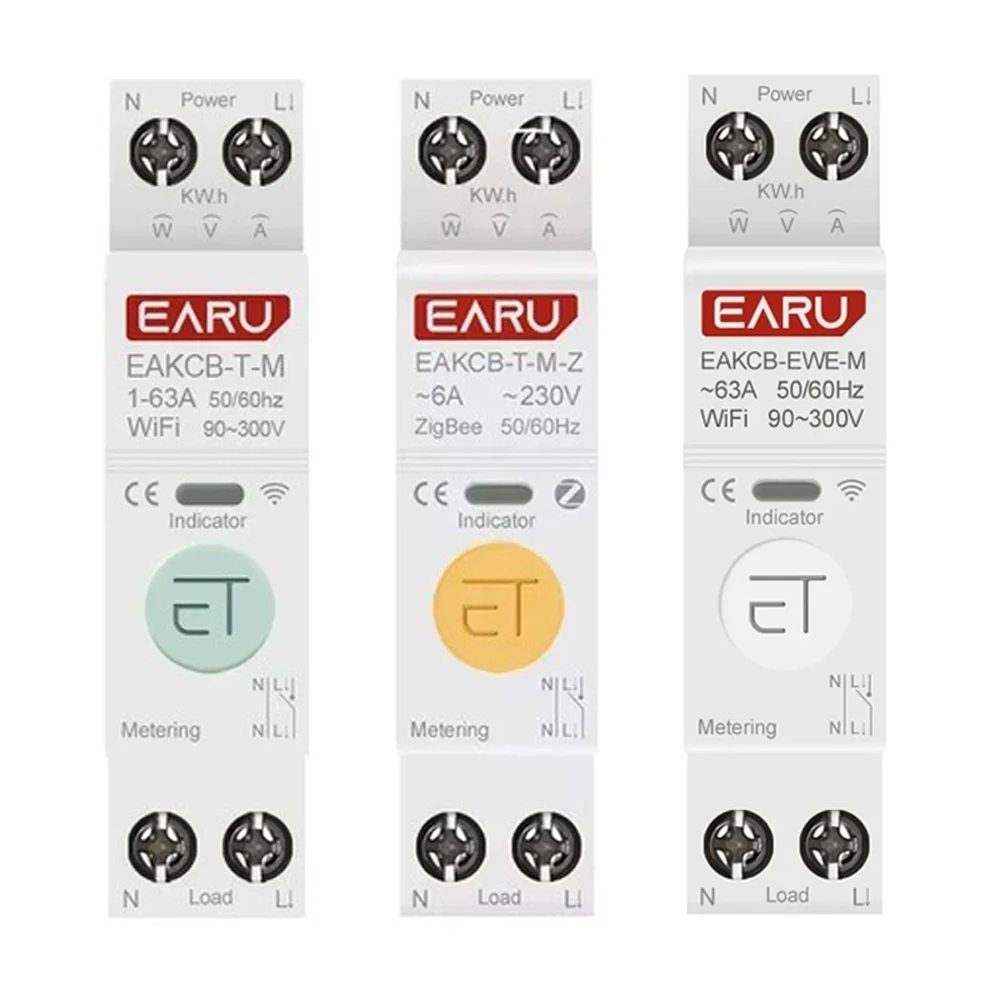 MCB Adjustable Energy Voltage Current Meter Protector Remote Control Switch Tuya WiFi Zigbee EWelink Smart Circuit Breaker 1-63A