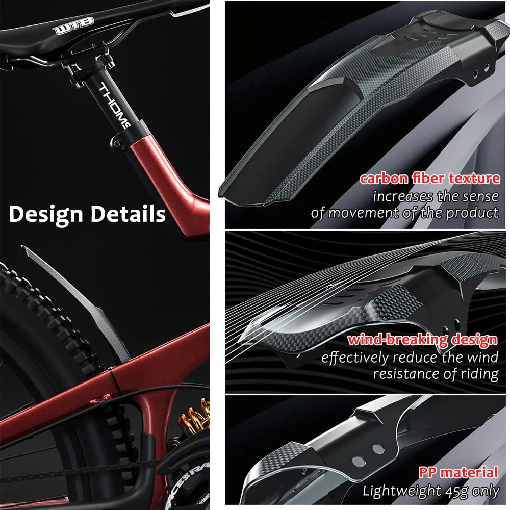 Bicycle Fenders Mud Guard Wings Carbon Fiber Front Rear Mudguard Mountain Bike Fenders Road Bicycle Parts Cycling Accessories