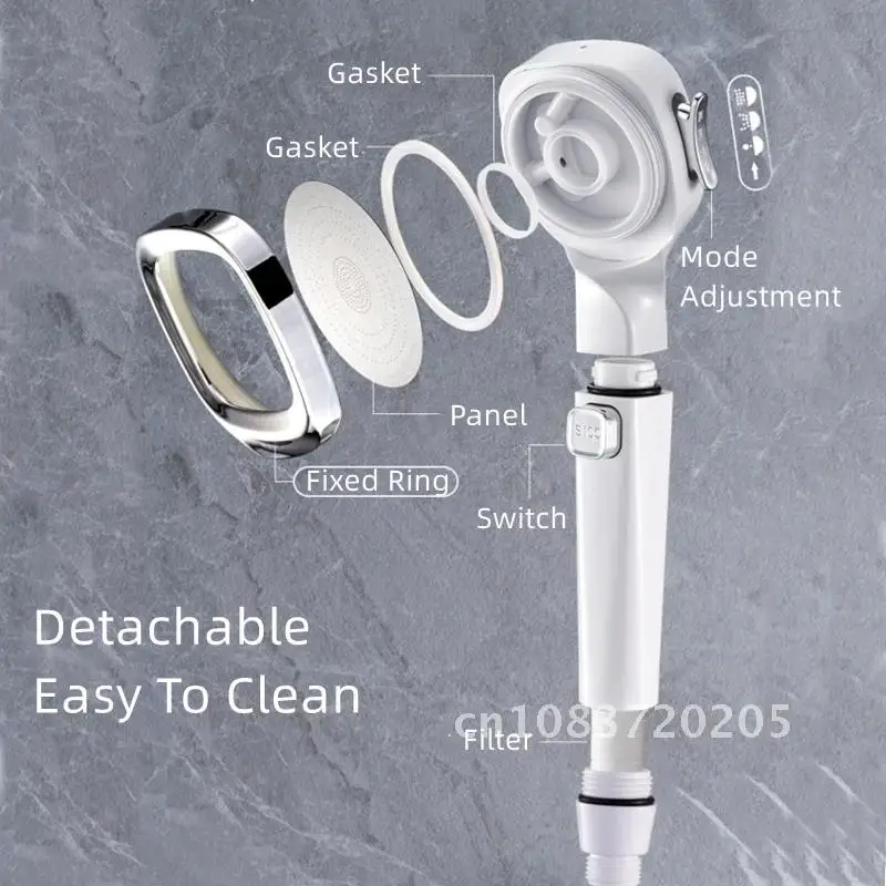

4 Modes High Pressure Shower Head With Switch On Off Button Sprayer Water Saving Adjustable Shower Nozzle Filter For Bathroom