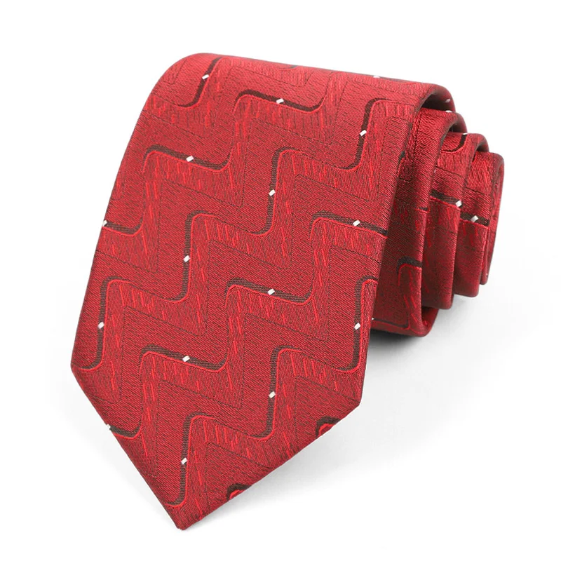 Männer Klassische Streifen 8 cm Krawatten Rot Blau Farbe Jacquard Krawatte Fit Hochzeit Party Büro Täglichen Verschleiß Krawatte Anzug krawatte – Detail 4