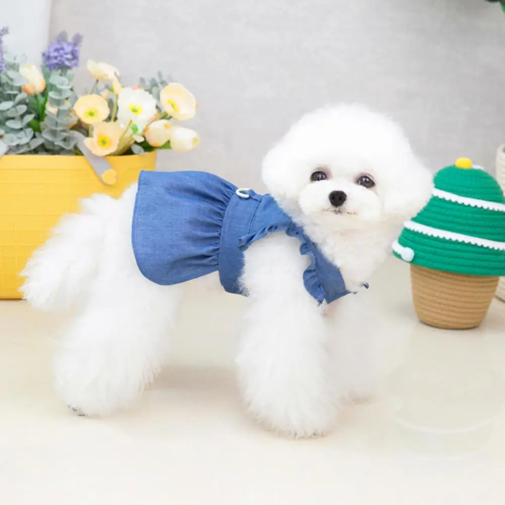 강아지 원피스 자수 글자 퍼프 슬리브 트랙션 후크, 키티 옷, 강아지 의상, 단색 스커트, 반려동물 가디건, 여름