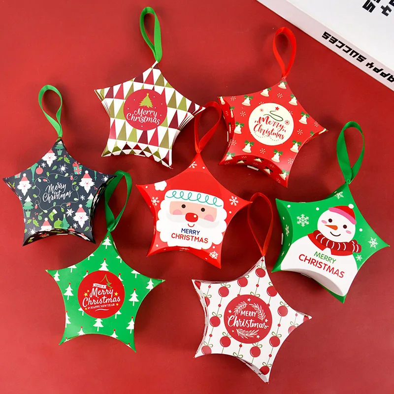 

5pcs Merry Christmas Candy Box Gift Bags Santa Claus Snowman Bell Packing Box Navidad Ornaments Xmas Decorations New Year Supply