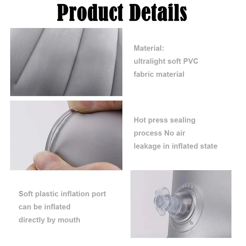 Flocking Inflatable Portable Neck Pillow Stored Self Filled Outdoor Travel Business Trips camping