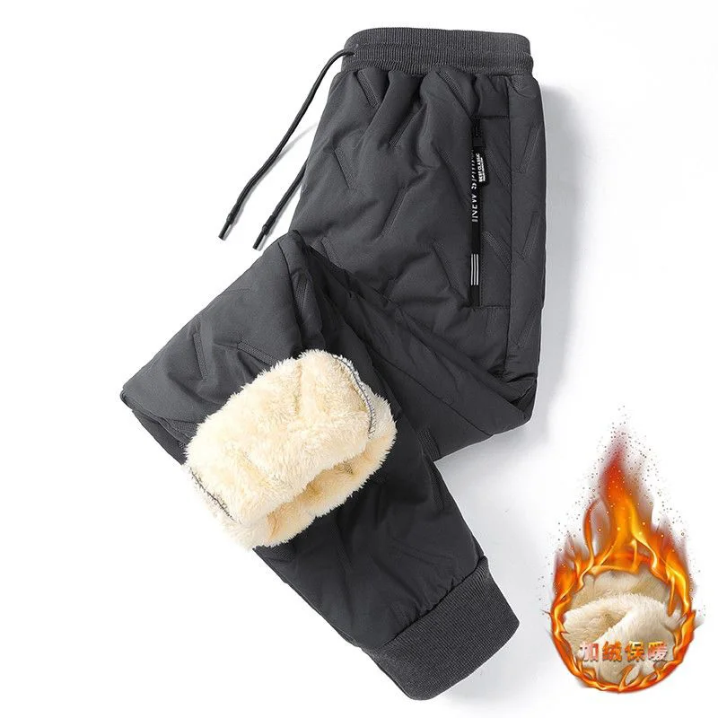 

Winter Lamb Fleece Pants Men's Fleece Thickened Windproof and Cold Insulation Pants Men's Large Size Versatile Down Cotton Pants