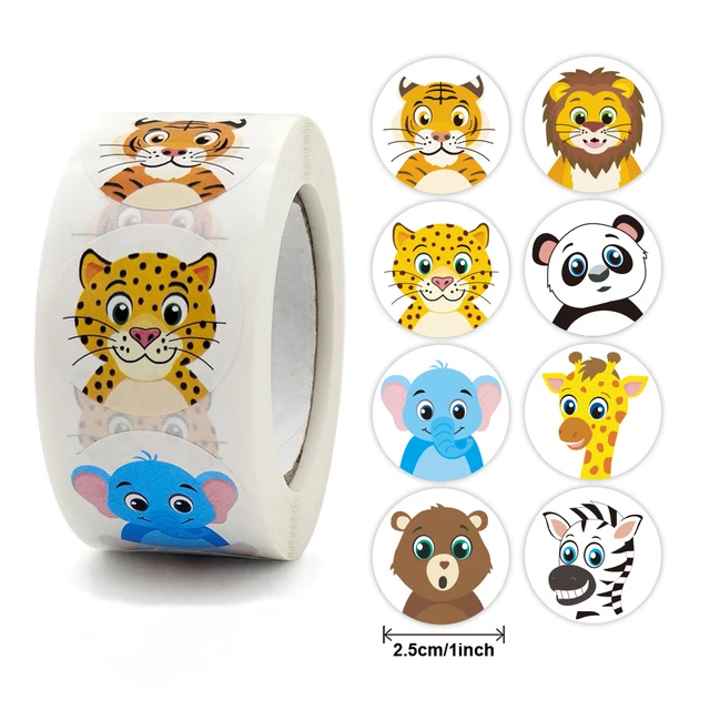 Gommette,Autocollants animaux jouets dessin Animé ronds pour enfants,  autocollant récompense enseignant, Encourage- [QY1191]-300pcs