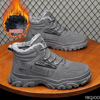 Winter Men's Plush Snow Boots Comfort Non Slip Hiking shoe Fur Warm Cotton Shoes Cold Proof Lace Up Ankle Boots Zapatos Homme