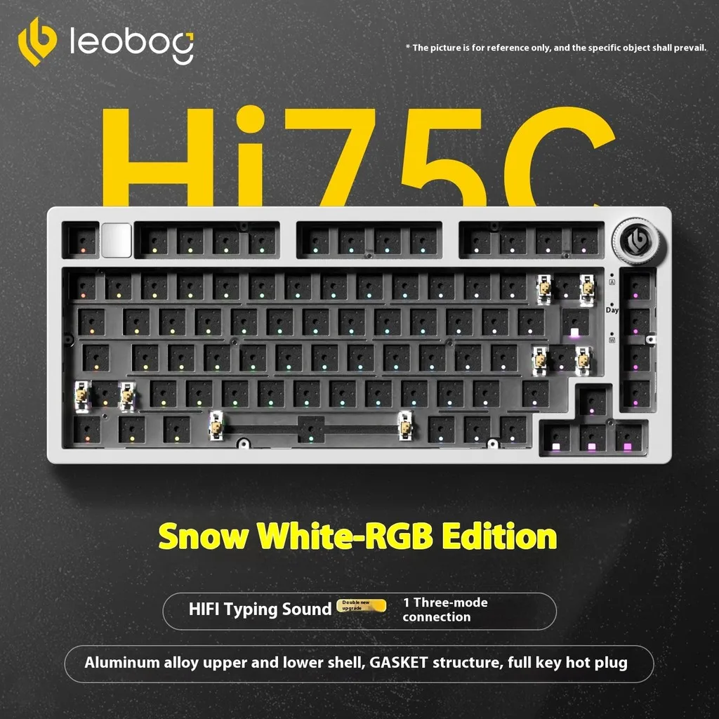 LEOBOG Hi75C 풀 알루미늄 기계식 키보드 키트 3모드 유선 RGB 키트 노브 포함 맞춤형 핫 스왑 가스켓 키보드 키트 베어본