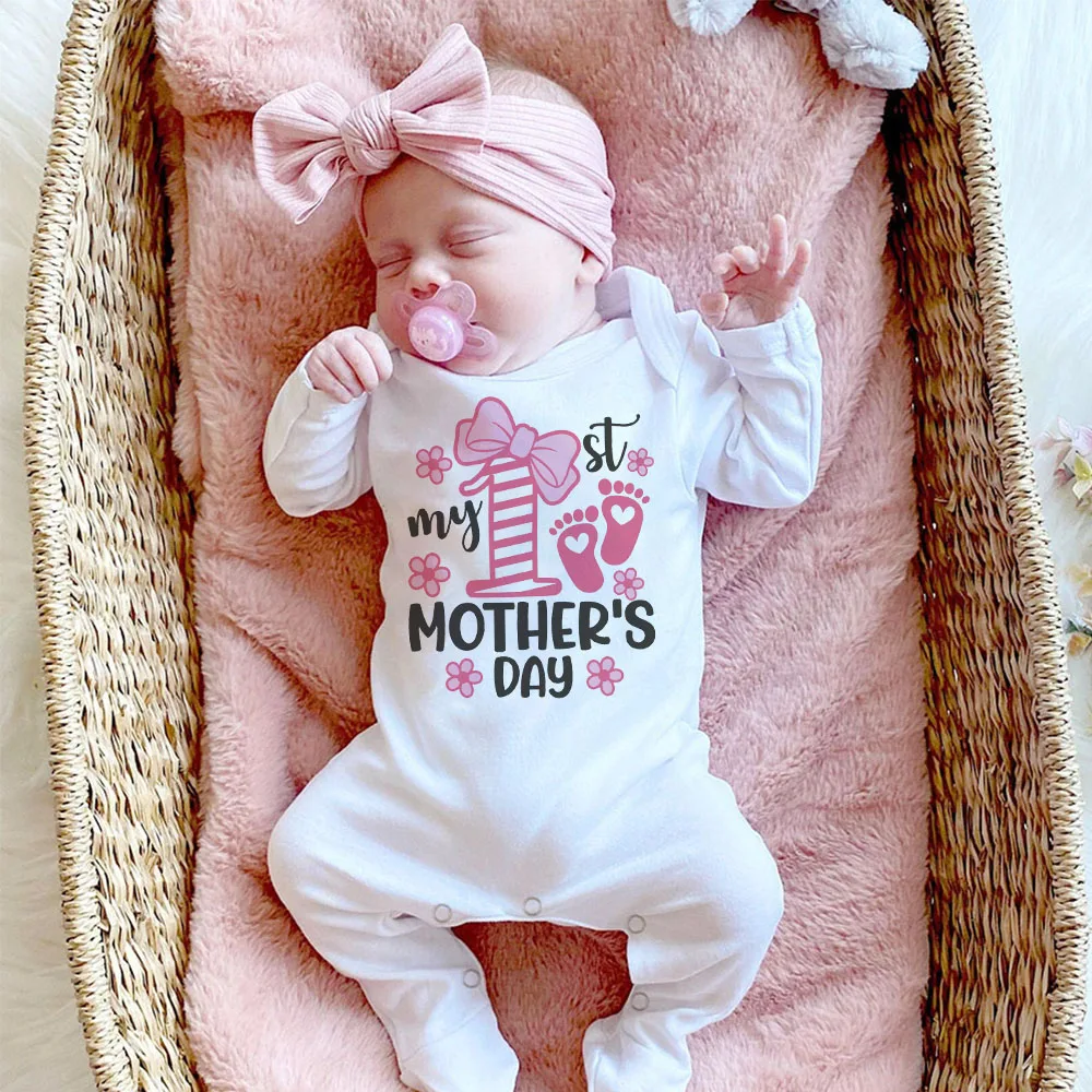 My 1st Mother's Day Newborn Sleepsuit Romper Baby Bodysuit Infant Body Long Sleeve Jumpsuit Boys Girls Infant Mothers Day Outfit baby clothes baby sleepsuit