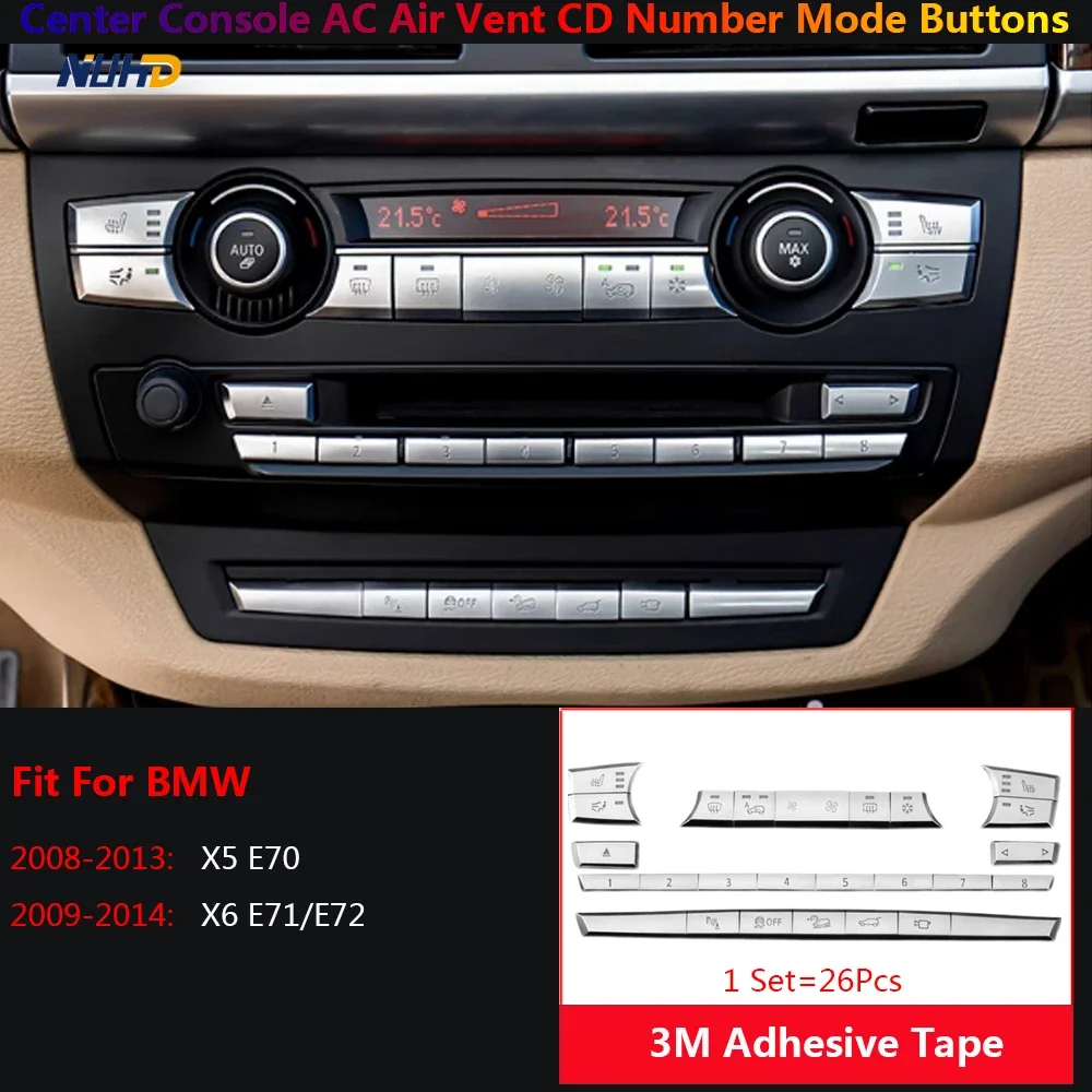 

Центральная Автомобильная консоль AC кондиционер CD Номер Режим Кнопка Крышка патч для BMW X5 X6 E70 E71 переключатель интерьерные наклейки аксессуары