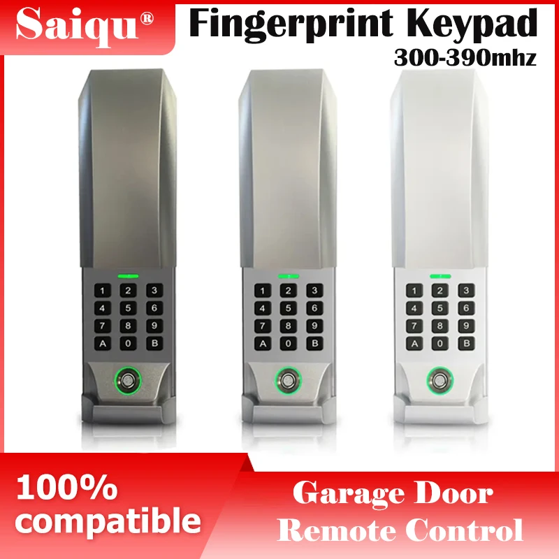 877MAX Fingerprint Keypad 315/390MHZ Wireless Smart lock Gate Opener Entry System Garage Door Opener