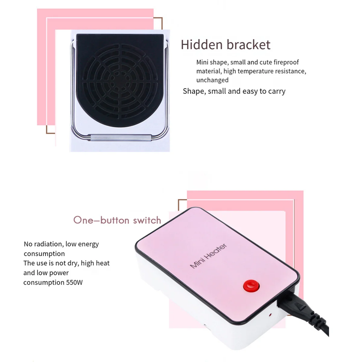 Portable Electric Heater Desktop Hand Warmer Space Warm Air Blower Mini Fan Heater for Home Heaters US Plug Black