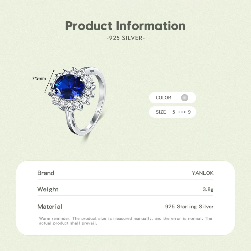 YANLOK Oval 925 Sterling Silver 5A Cubic Zirconia Multi-Color Flower shaped Engagement Ring for Women  Fine Jewelry Gift 3