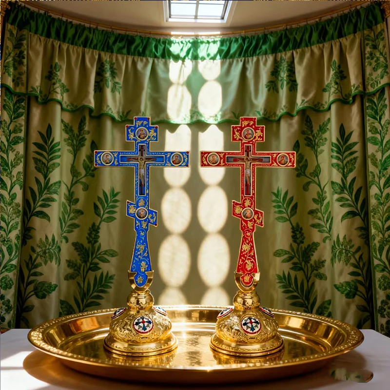 Neues Orthodoxes Kreuz-Ornament, Handgefertigtes Sakriles Dekor für Gläubige Christen, Heim-Gebets-Display, Glaubensgeschenk – Detail 4