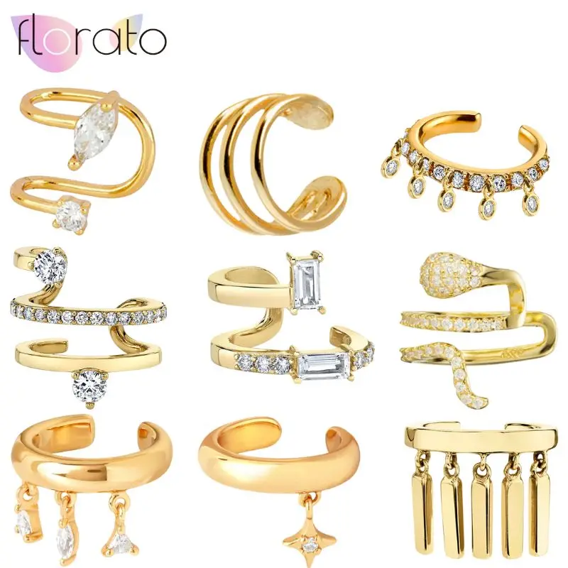 1PC 24k Gold and Silver Plating Multiple Styles C Shape Ear Cuff for Women No Pierced Geometric Small Earcuff INS Jewelry ear clip earrings clip earrings ear clip fashion earrings