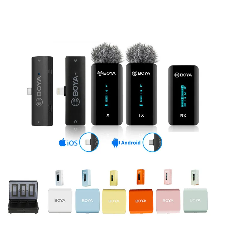 

BY-XM6 Professional Mini condenser Mic Lapel Wireless Lavalier Microphone for iPhone Phone Camera Vlog Recording podcast PC