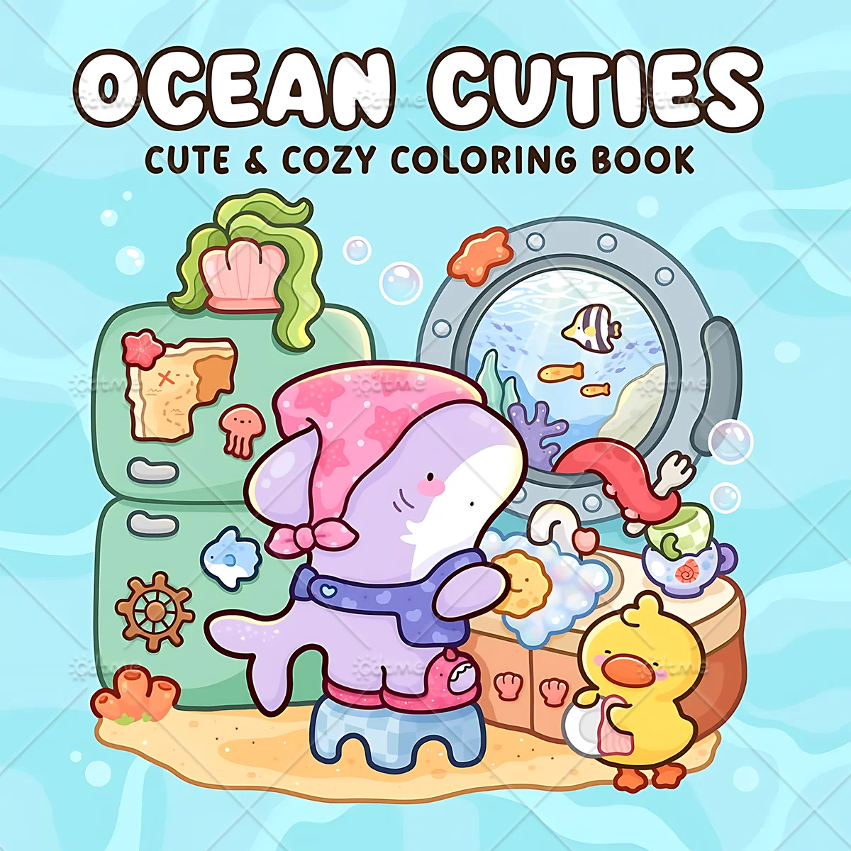 Ocean Cuties: Relaxing Marine Animal Coloring Book