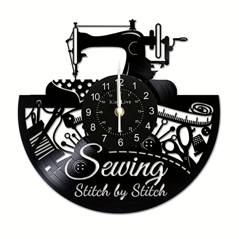 

1pc Sewing Machine Vinyl Record Wall Clock, Great Idea For Tailor Outfitte Dressmaker, For Home Room Living Room Office Decor, M