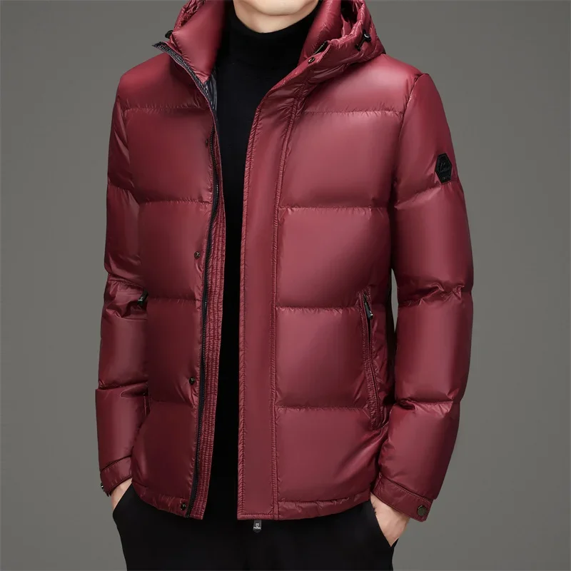 thumbnail image 1 of Chaqueta de plumón para hombre con gorro extraíble en color dorado y negro, ropa de diseñador, chaquetas cortas de plumón de pato para hombre, chaqueta de invierno para hombre, abrigo para hombre, 1 of 5