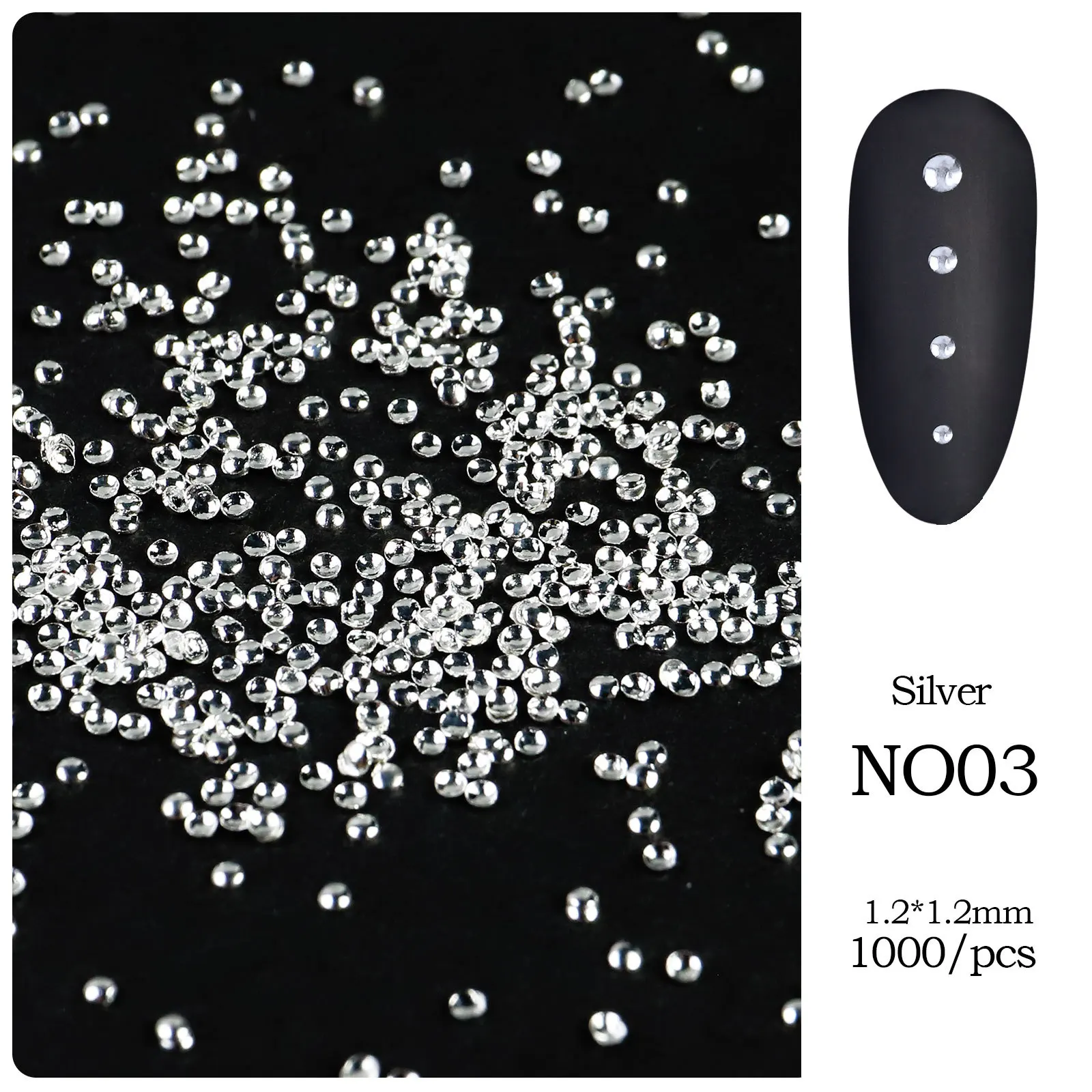 1000 Stück Mini-Metallnieten Nagelkunst-Dekorationsset Nagelnieten Kaviarperlen für 3D-Gel-Lack-Design Nagelkunst-Zubehör – Detail 11
