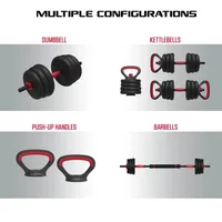 FitRx SmartBell Gym, 60 lbs. 4-in-1 Adjustable Interchangeable Dumbbell, Barbell, and Kettlebell Weight Set, Black - Image 3