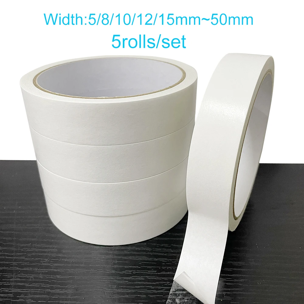 

5Rolls/Set Double-sided Tape Strong Adhesive Ultra-thin High-adhesive Tape Office School Supplies Width 5/8/10/12/15 /18/20