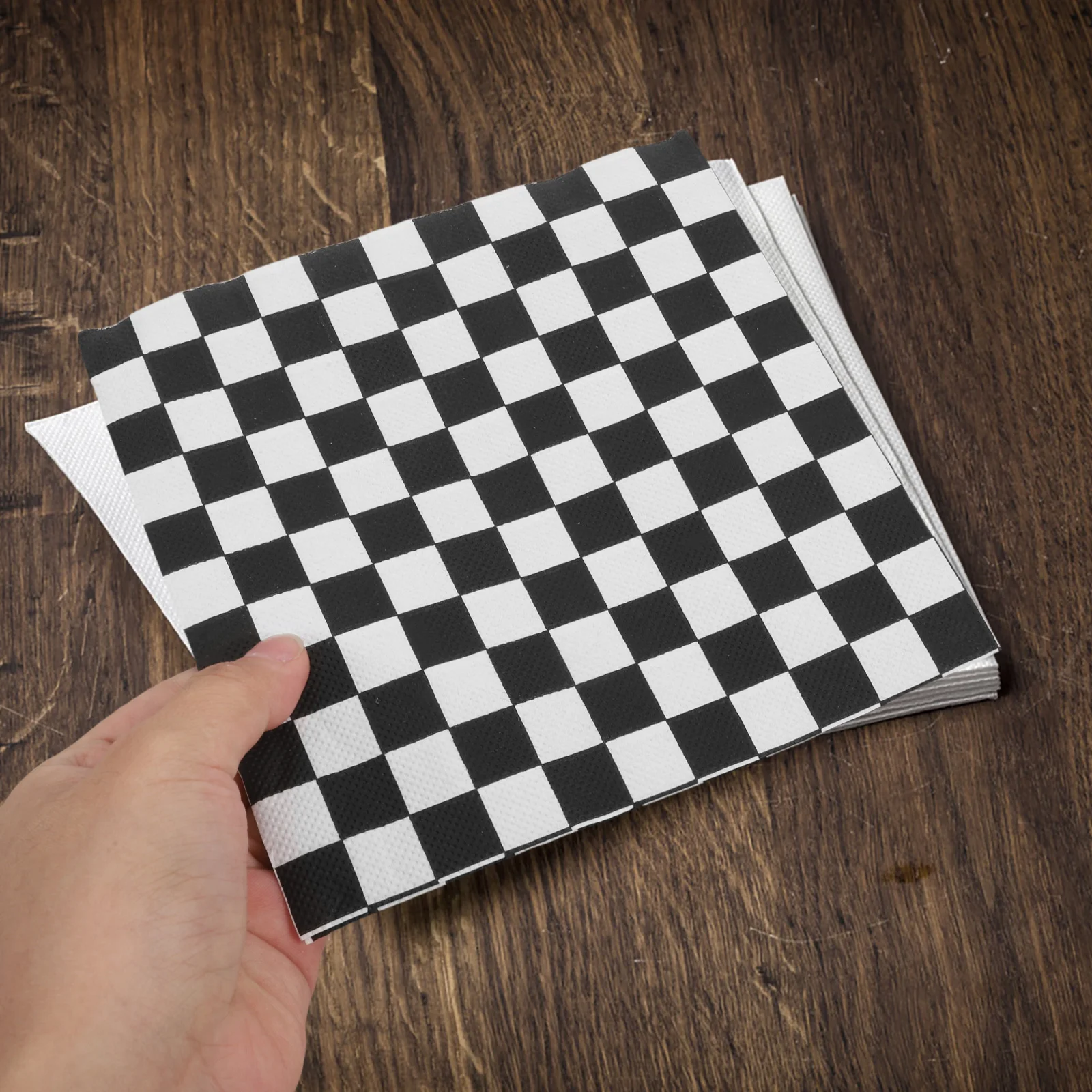 100 PCS Cocktail Napkins Black and White Checkered Dinner Decorate Guest Towels Racing Vanity Hand for Kitchen Party Baby