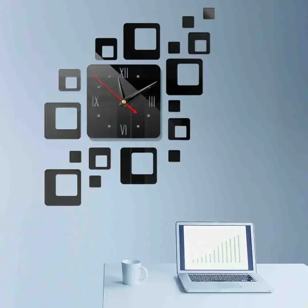 3D Acrylic Sticker Quartz Wall Mirror Clock Mirror Watch Home Decoration For Living Room Home Decor 3